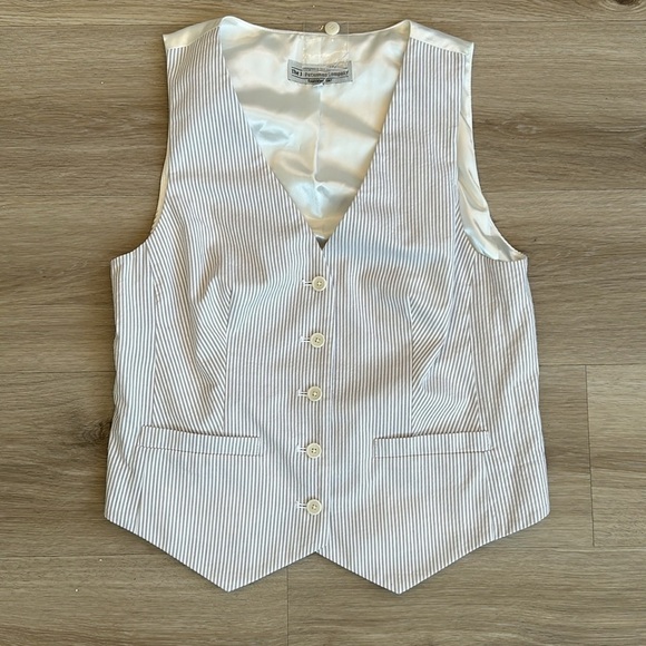 J peterman Florentine Seersucker Vest Color: Khaki White size xs NWOT - Picture 5 of 5